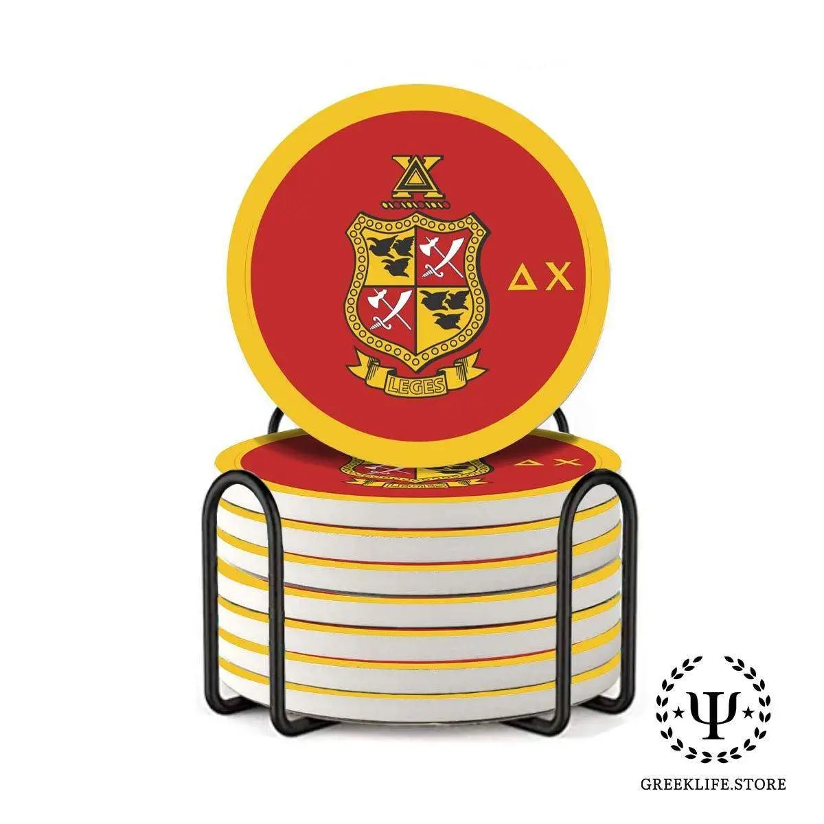 Delta Chi Absorbent Ceramic Coasters with Holder (Set of 8)