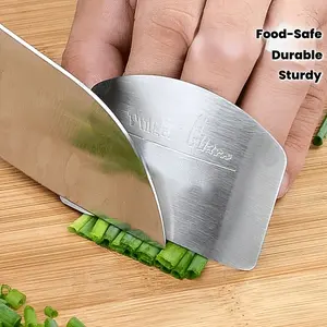 Stainless Steel Finger Guard - Reusable Safety Cutting Tool with Edges, Durable Metal Construction for Kitchen & Outdoor Use, Food-Safe Design, Sturdy Handle Design, Ergonomic Handle