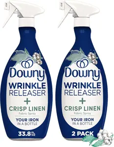 Downy Wrinkle Releaser Spray, All In One Wrinkle Release Spray, Odor Eliminator, Static Remover, Fabric Refresher & Ironing Aid for Clothes, 33.8 Fl Oz (Pack of 2), Light Fresh Scent