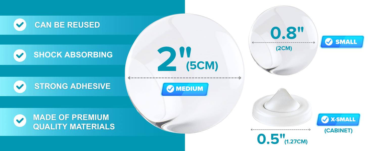 Wall Protector for Door Knobs, 2-Inch - Clear Self-Adhesive Door Stopper Guards - Quiet Rubber Bumpers for Wall Protection, 6-Pack Wall Protector for Door Knobs, 2-Inch - Clear Self-Adhesive Door Stopper Guards - Quiet Rubber Bumpers for Wall Protection, 6-Pack