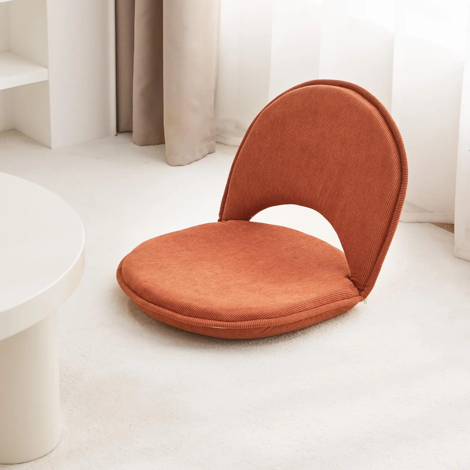 Corduroy Modern Foldable Adjustable Floor Chair with Back Support, 5-Position Thick Padded Seat, Metal Frame Ergonomic Recliner for Living Room, Bedroom