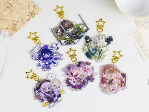 Danganronpa Chibi Acrylic Keychain Set | Cute Anime Bag Charm | Star Clasp Backpack Accessory | Danganronpa Gift for Anime Fans.
