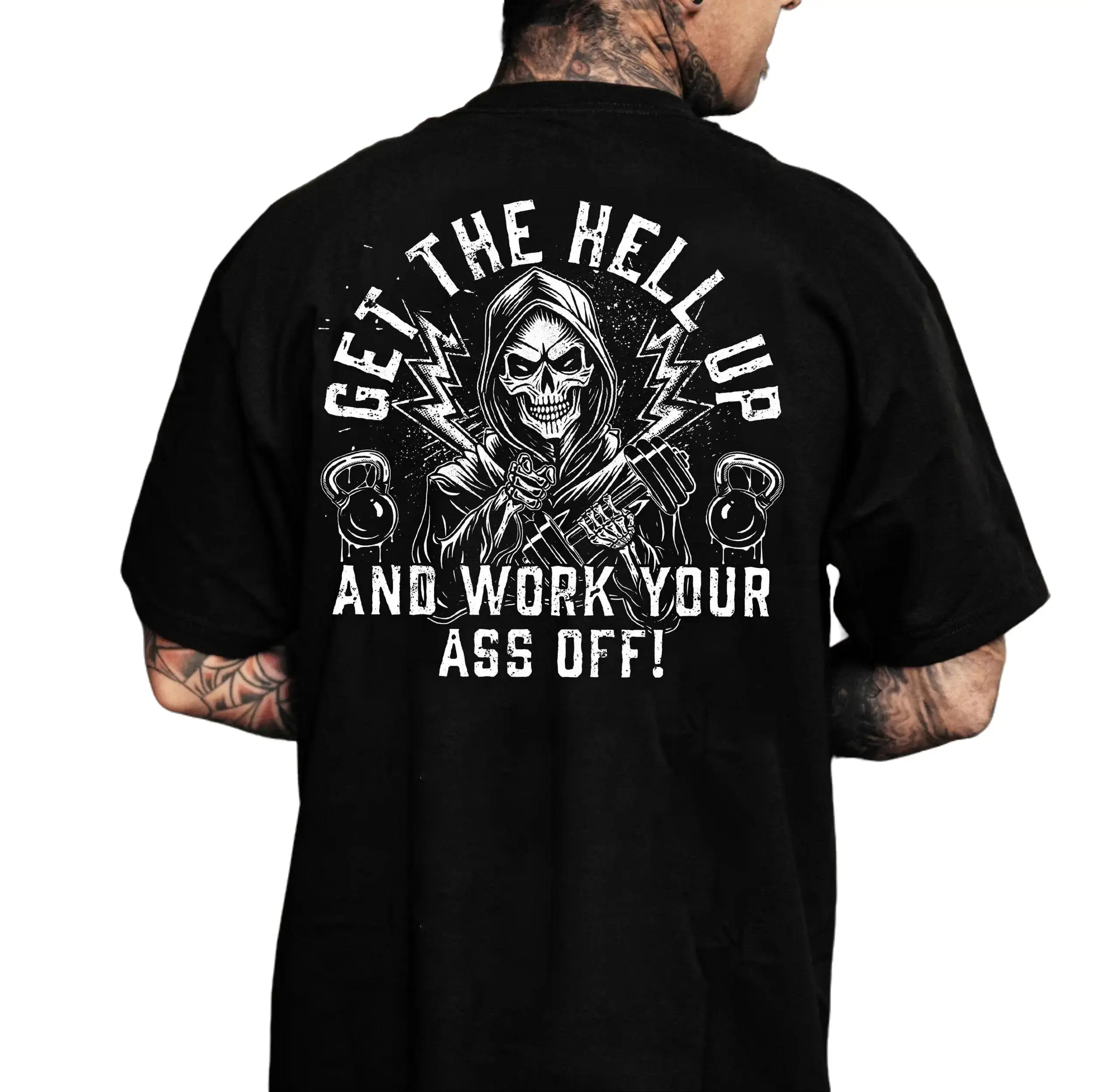 GET THE HE UP Skeleton Print Men's T-shirt