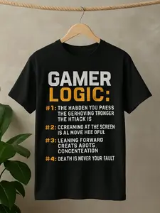 Fun Gamer Themed T-Shirt. A Day Without Games Is Like A Joke. Casual Men's Top, 100% Cotton.