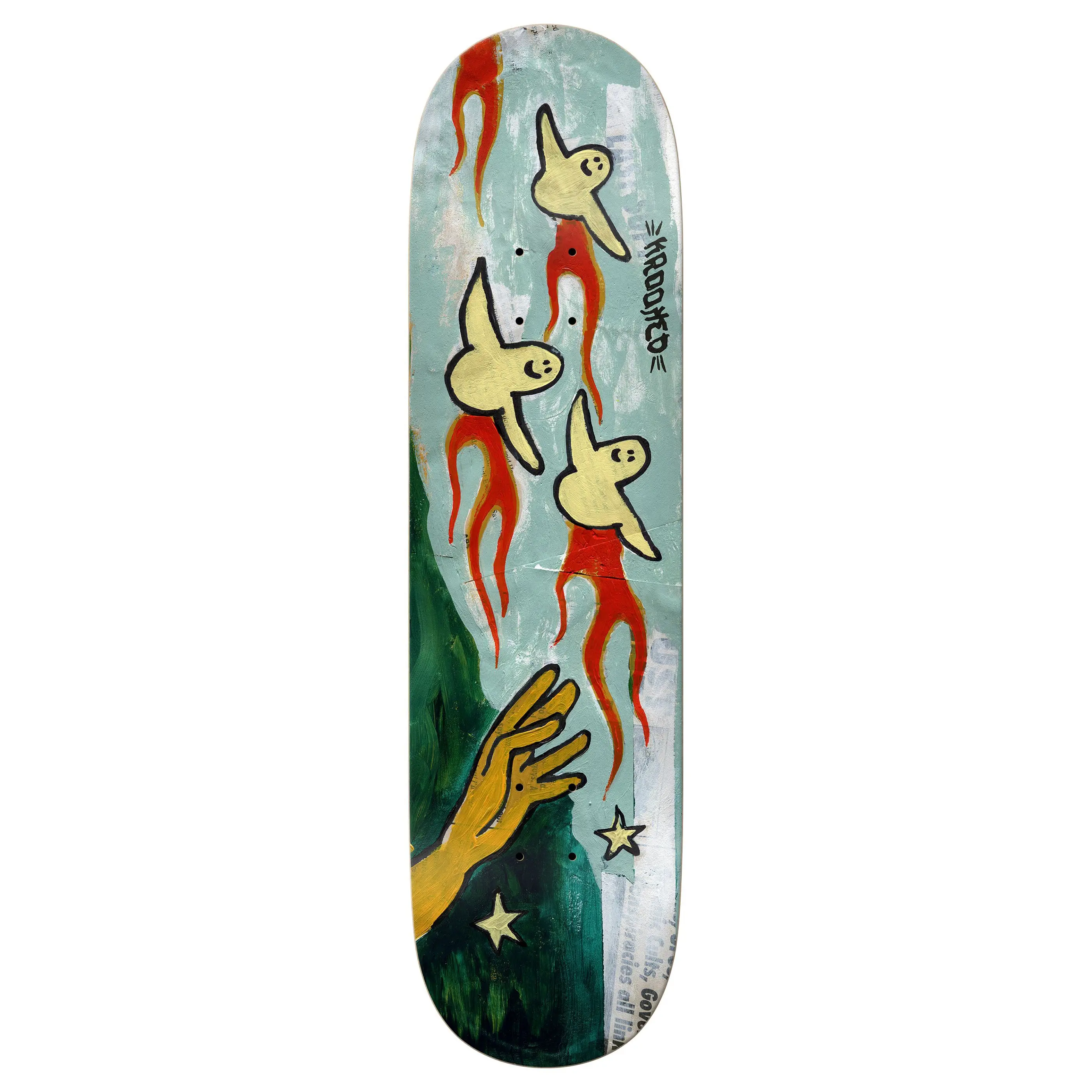 Krooked Skateboard Deck Firebirds True Fit Green 8.5" x 31.35"