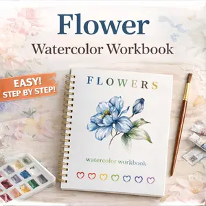Beginner's Esthetic Floral Watercolor Sketchbook, Thick-Paper Spiral-Bound Book, Cozy Art Therapy Drawing-Painting Gift for Office Stationery & Supplies