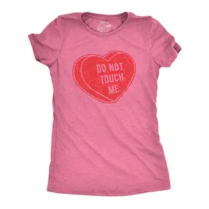 Womens Dont Touch Me T Shirt Funny Valentines Day T Shirt for Women Funny Womens T Shirts Cute Vintage Fashion Casual Ladies T-Shirt Gift Love Tops for Women Women's Novelty Tees Pink -
