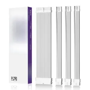 16AWG PSU  Extension Sleeved Custom Mod GPU PC Audio Video Power  Soft Braided Cables with Two Color Comb Kit 24P/8P to 6+2P/ 8P to 4+4P 30CM