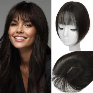 Hair Toppers for Women Real Human Hair, 12 Inch 360?  Upgrade Middle Part Toppers for Women with Thinning Hair (12 Inch-Dark Brown-3 Clips)