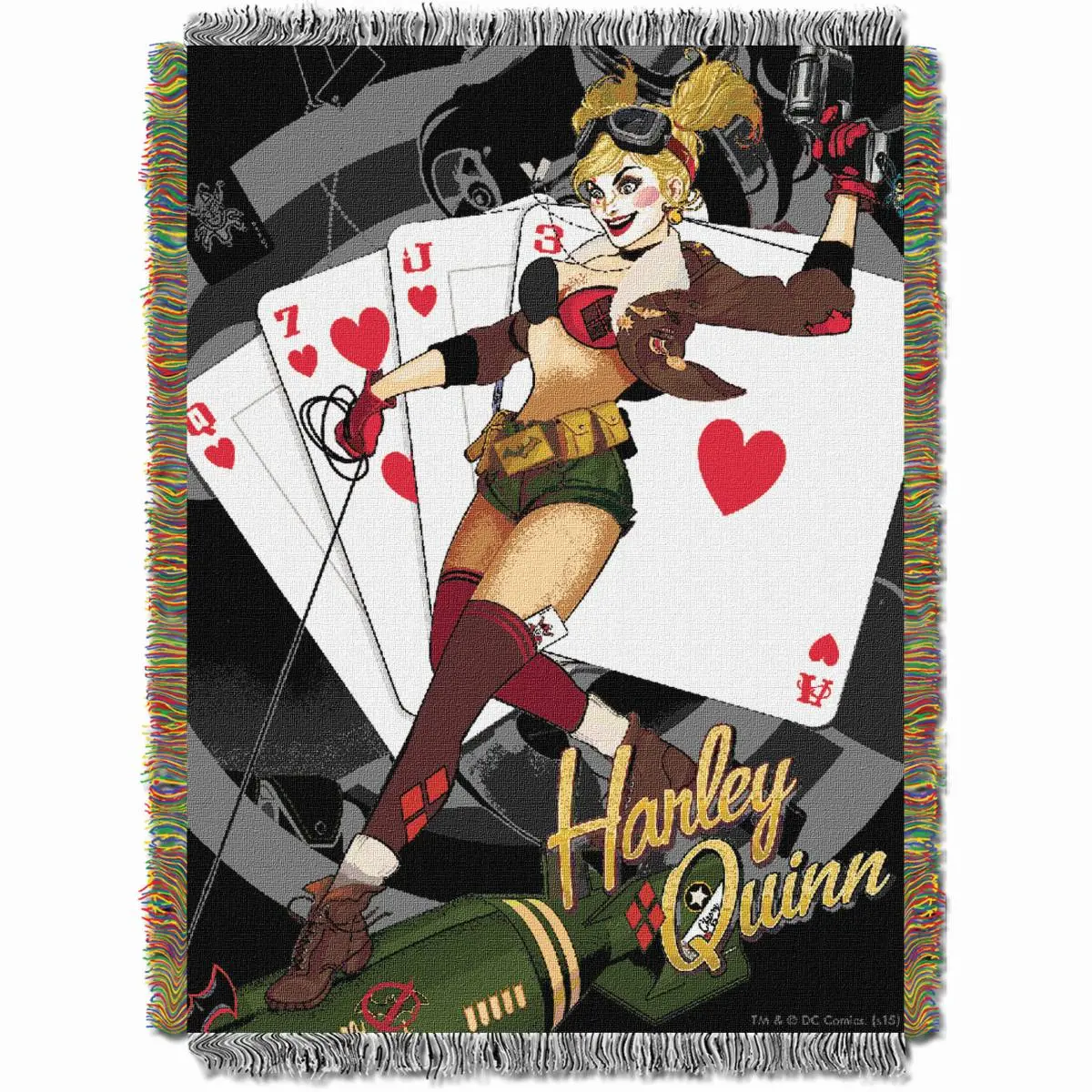 Warner Bros. Batman Harley Queen Clown Woven Tapestry Wall Hanging 48x60 Inches
