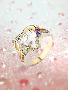 Fashion Elegant Zirconia Decorated Ring, Rhinestone Decor Ring for Women & Girls, Trendy All-match & Exquisite Jewelry for Birthday Gift, Heart Shaped Ring