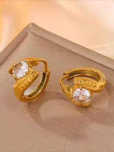 2pcs chic and elegant stainless steel minimalist ring earrings, suitable for daily commuting scenes, are an excellent gift to add elegance to daily wear