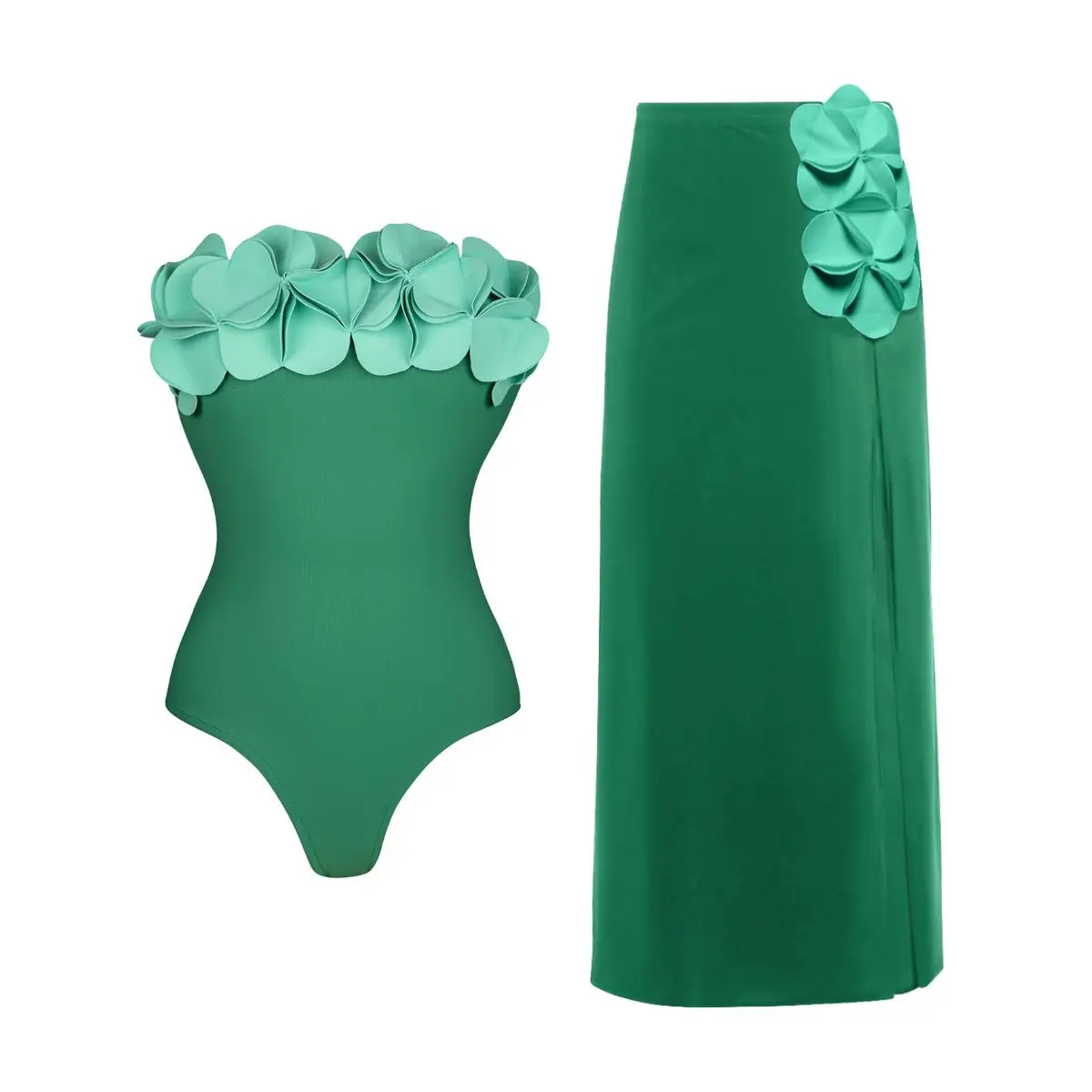 Green strapless set 1