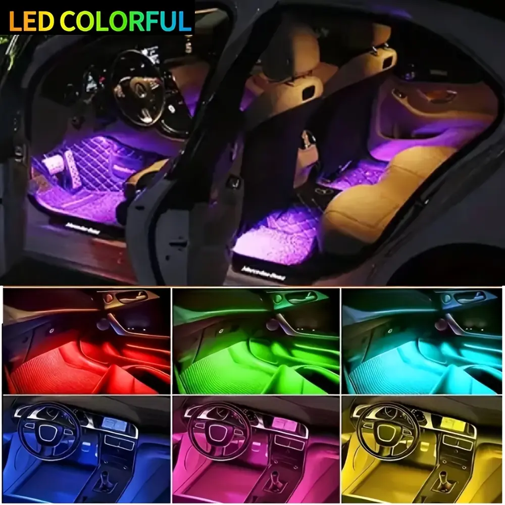 12V RGB Car Strobe Safety LED Lights Kit - Remote & App Control, USB Port, Music Sync Color-Changing, Jeep/Truck Interior Decor Accessory, Holiday/Birthday Gift for Husbands