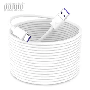 USB to USB C Power Cable for CCTV Camera,33FT Type C Long Power Extension Cable for Xiaomi Mi eufy Security Camera Outdoor Indoor Cord with 10 Wire Clips Cable Nails Black
