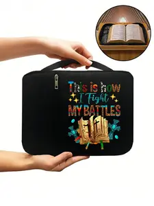 Bible Bag, 'this Is My Battle Way' Letter Pattern Print Bible Cover, Multifunctional Large Capacity Storage Bag, Zipper Bag, Ideal Gift