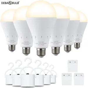 DEBAOBULB Warrenty Brand Cool White 9W 1200mAh Rechargeable LED Light Bulb with Hook for Home Power Failure & Outdoor Use 6000K Energy Efficient Emergency Lighting Outdoorfun ,Father's Day Gift