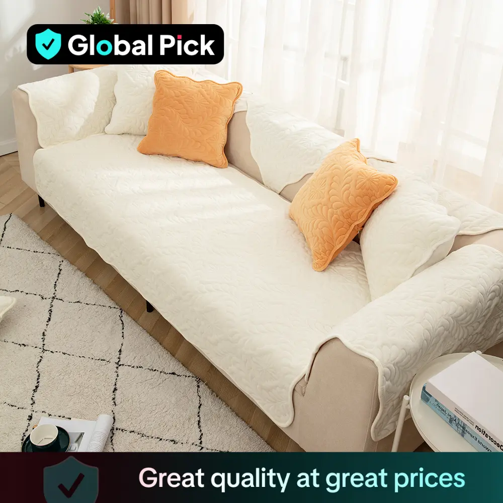 Solid Color Leaf Pattern Sofa Cover, 1 Count Non-slip Sofa Slipcover, Dustproof Sofa Pad, Couch Protector for Home Living Room, Vanity Decor Accessori