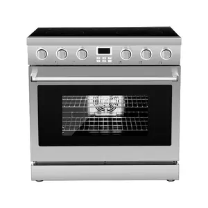 VEVOR 30 in Electric Range Oven, 4.8 Cu. Ft. Capacity Compact Freestanding Oven, Stainless Steel Kitchen Stove, with 5 Burners, Timer, Self - Cleaning, Easy Reach Racks, Storage Drawer(No Power Cord)