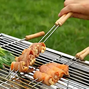 50 pieces of stainless steel barbecue skewers, available in various styles. The skewers have smooth surfaces without burrs and can be reused. They are perfect for outdoor barbecues, camping and picnics, Barbecue Utensils, Bbq Skewers