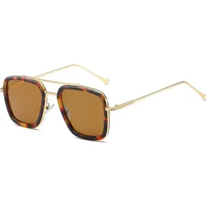 Polarized Sunglasses for Men, Women Retro Aviator Square Goggle With Classic Alloy Frame