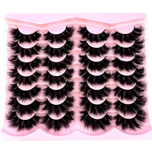 14 Pairs Natural Look False Eyelashes Thick Fluffy Faux Mink Lashes Pack Cat Eye Lashes That Look Like Extensions Black Makeup Cosmetic Flawless