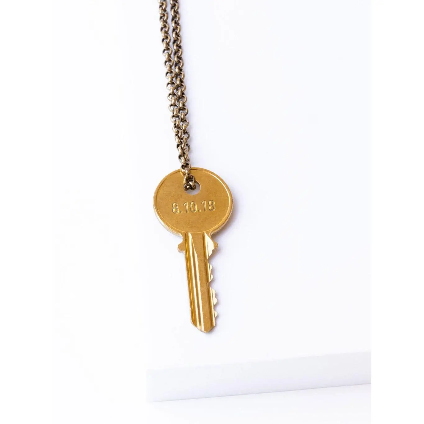 Sobriety Date Anniversary Classic Key Necklace