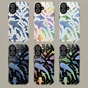 Blue watercolor shark Phone Case Cover for iPhone 16 15 14 13 12 11 Plus Pro Max Case - Samsung Galaxy S24 S23... Tough Case For iPhone, Beach, Summer Vibes, Gift