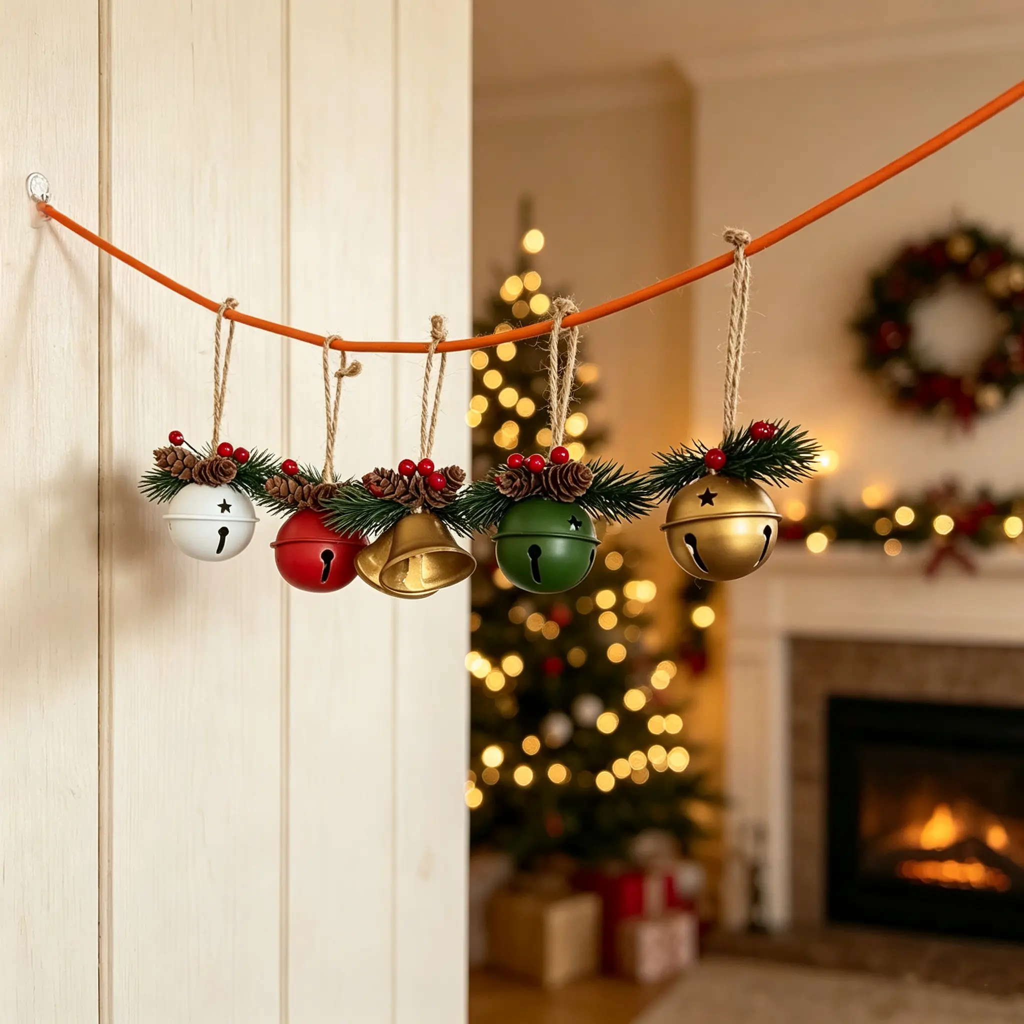 Christmas Metal Bell Ornaments Set, 5/10 Pcs Rustic Xmas Hanging Bells with Pine Cone, Berries & Hemp Rope, Vintage Holiday Decor for Christmas Tree, Stair Railing, Wreath, Door, Indoor Home Winter Party Decorations