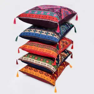 Set of 5 Colorful Cushion Boho Cover Trhow Pillow Case Cover Western Arabian Style Decoration 16x16 inch throw blanket