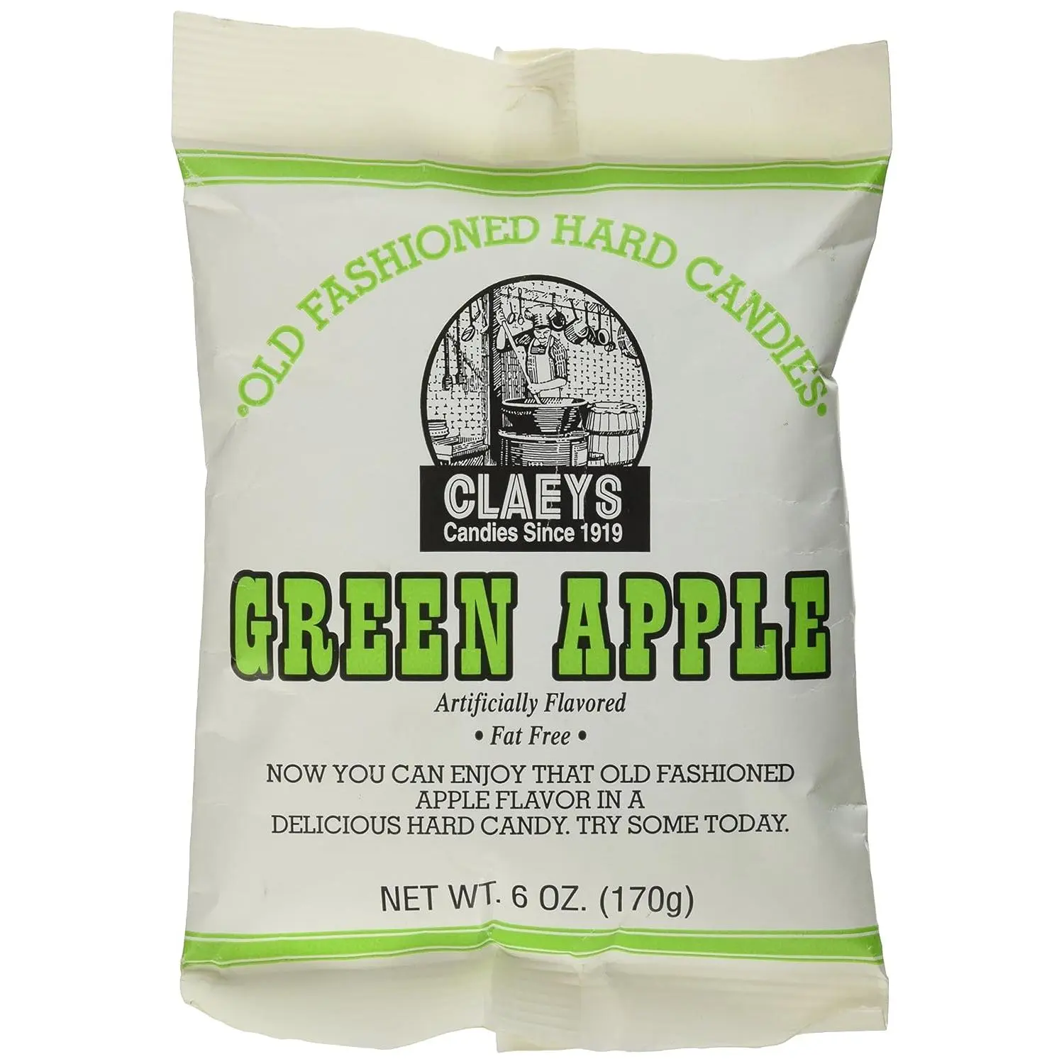 Claey's Green Apple Drops Candy 6 OZ, Green Apple Flavored Hard Candy, Sweet & Tart Apple Drops, Individually Wrapped Candy, Single Bag