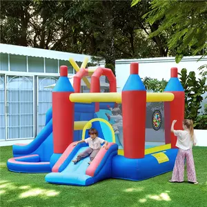 Yaheetech Inflatable Bounce House, 7-in-1 Bouncy Castle Combo w/Ball Pit & Bouncing Area & Slides & Basketball Game & Dart Game for Kids Aged 3-10 w/Storage Bag & 470W Blower