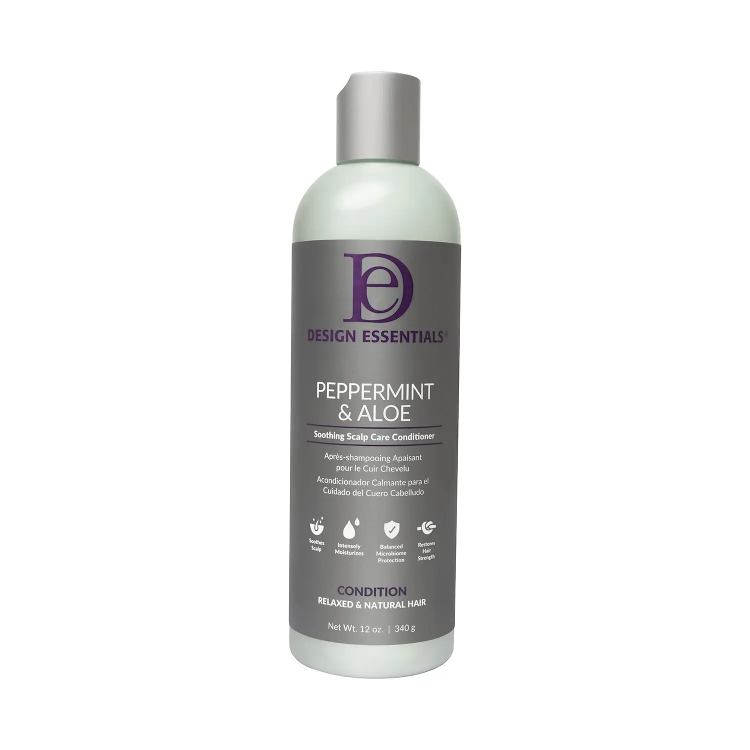 Design Essentials Peppermint & Aloe Therapeutics Anti-Itch Haircare Shampoo, Hydrating Cleanser for Instant Scalp Relief & Dandruff Control, Scented for Moisture Boost - 12 Oz, Nourishing, Gentle, Liquid, Anti-Dandruff