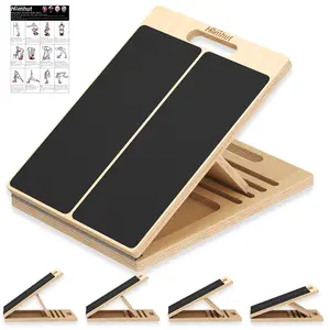 Calf Stretcher Slant Board - Portable Wooden Incline Wedge for Squats Foot & Ankle Mobility Fitness Block Adjustable Hardwood Yoga Curve Chair