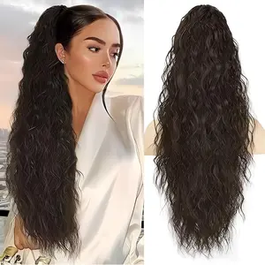 NOKOARI 30inch Curly Wavy Synthetic Claw Clip Ponytail Extensions Natural Soft Heat Resistant Hairpiece for Daily Party Wedding Cosplay