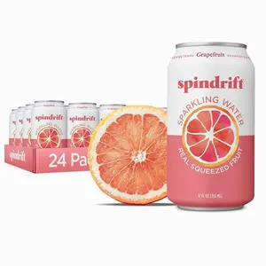 Spindrift Sparkling Water, Lemon Flavored, Made with Real Squeezed Fruit, 12 Fl Oz Cans, Pack of 24 (Only 3 Calories per Can)