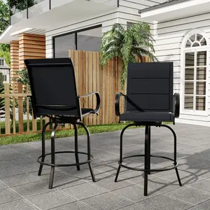 Summervibes Flash sale home items All-Weather Outdoor Swivel Bar Stools Set – Patio Bar Height Bistro Chairs with High Back & Armrests – Comfortable Rotating Garden Deck Furniture – Versatile Black