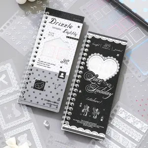 Set of 2 Vintage Polka-Dot Lace PET Waterproof Sticker Books — totaling 60 pages, perfect for decorating planners, journaling，diaries, cards, and more.