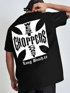 Men's Casual Graphic Print Fitted T-Shirt, Manfinity Streetrush Design, Comfortable Fashion Tee for Daily Wear, Perfect Gift Idea