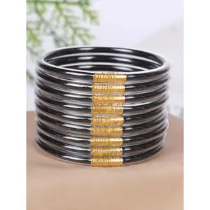 Solid Color Jelly Bangle for Women, 9pcs Fashion Jewelry for Party, Daily Clothing Decor, Trendy All-match & Exquisite Jewelry, Gifts for Girlfriends, Stackable Bracelets, Trendy Bangles, Fashionable Bracelet, Bracelet Set