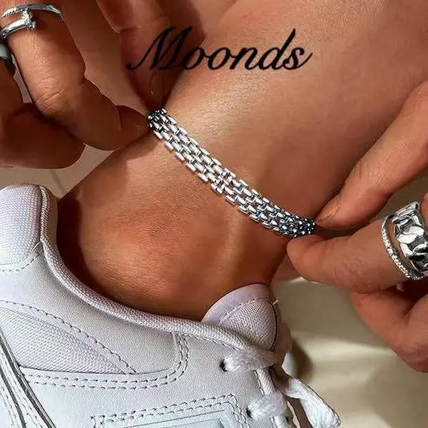 Fashionable Cuban chain 925 silver plated anklet, gold ankle chain,anklets for women, bracelet for women,accessories for women, women's jewelry, couple's gift