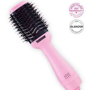 Trademark Easy Blo Round Brush Hairdryer & Volumizer, Single Step Blow Dryer Brush for Wet Hair, Fast Drying, Salon Equipment, 1200 Watts, 3 Heat Settings, Tangle-Free Bristles Pink