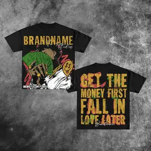 Y2K Graphic "Get The Money First, Fallin Love Later" Personalize Printed Tshirt Casual Cotton Crewneck Classic Menswear Soft