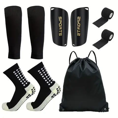 5-Piece Soccer Gear Set – Includes Shin Guards, Soccer Socks, Sports Bandages & Carry Bag – Shin Protection for Soccer Training & Matches Football Equipment Football Accessories mitre ball soccer stuff
