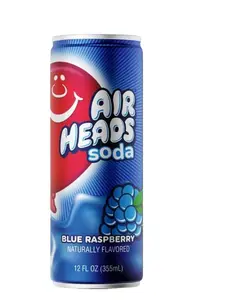 Airheads Soda 12 OZ Canned Drink Blue Raspberry Naturally Flavored 355mL Refreshing Beverage
