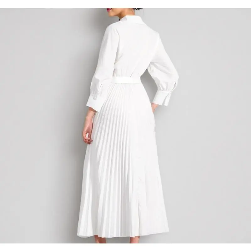 strapless open back dress Alive Pleated Sailor Collar Mini Dress White