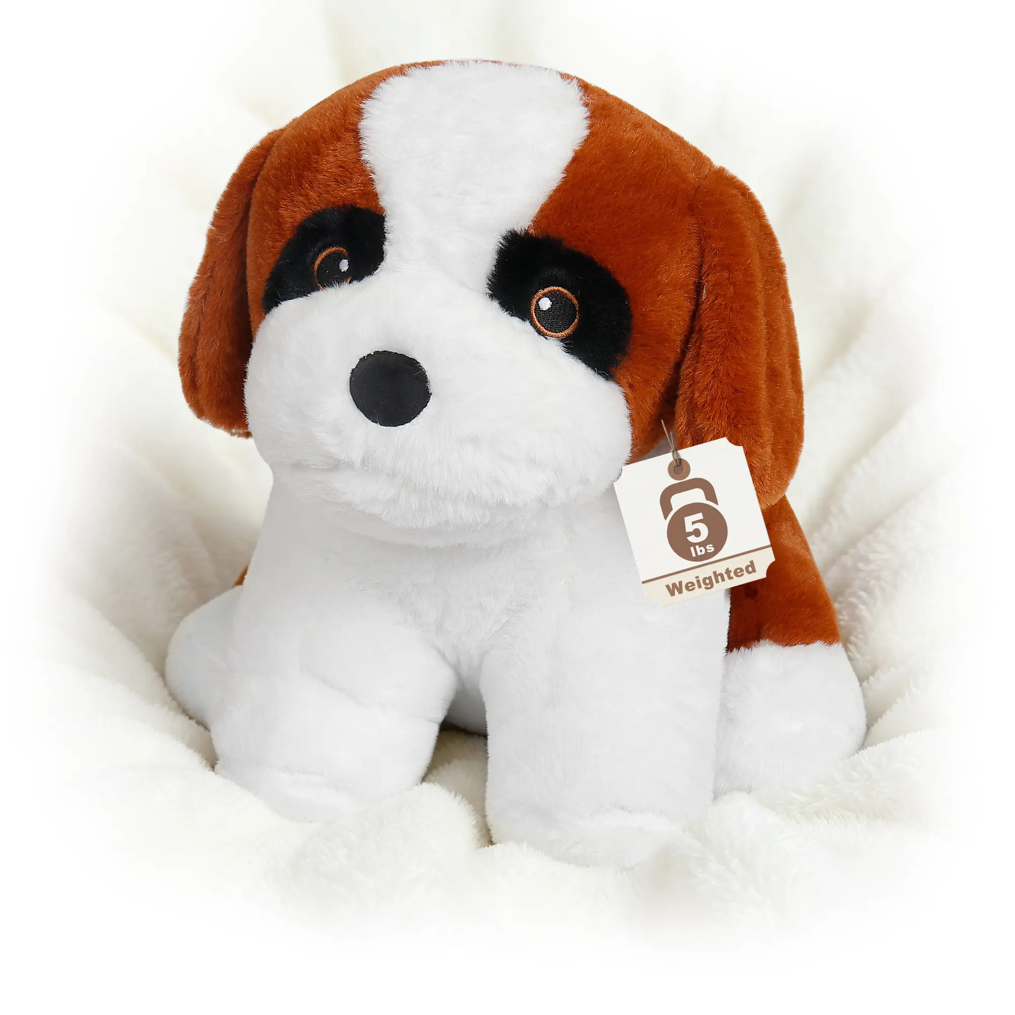 Wepop  5lb Weighted Cavalier King Charles Spaniel Stuffed Animal - 22-in Soft Plush Pillow with Weighted Beads, Comfort Item for Adults, Cute Animal Character Stuffed Toy Gift for Kids, 5 Pounds
