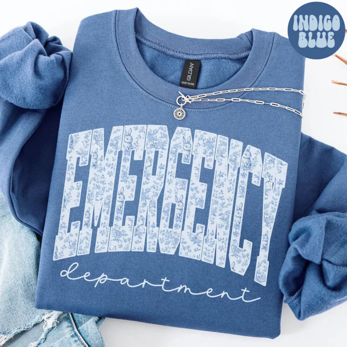 Emergency Department Sweatshirt, Easter Toile ER Nurse Crewneck, Team Shirt, Nurse Week Crew Neck, ED, Nursing School Jumper, Graduation