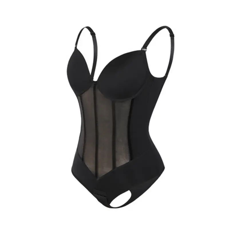 BLACK SHEER CORSET BODYSUIT