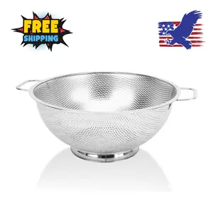 3QT, Stainless Steel Colander Strainer with Handle for Fruits Vegetables